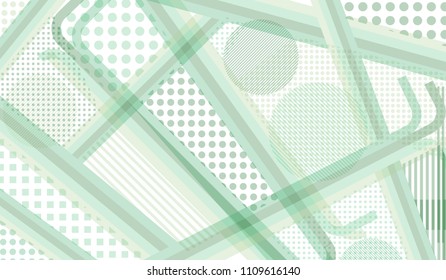 Memphis background. Vintage pattern with color strips and different elements for banner or mobile application. Retro Pattern with Color Elements for your Design. Vector Texture.