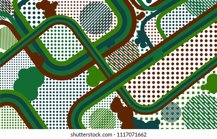 Memphis background. Vintage pattern with color strips and different elements for card or flyer. Retro Pattern with Color Elements for your Design. Vector Texture.