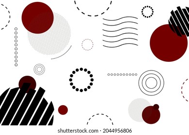 Memphis Baner. Conjunto de formas geométricas. Elementos rojos y negros para el diseño. Patrón abstracto. Colección de objetos gráficos retro. Ilustración vectorial.
