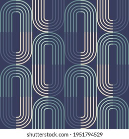 Memphis. A banner with a decorative geometric pattern. Square modules. Seamless background. Vector illustration for web design or print.