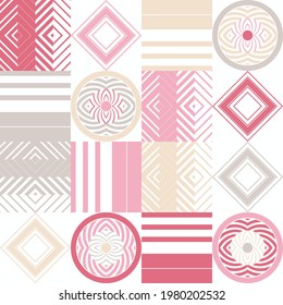 Memphis. Un cartel con un patrón geométrico decorativo. Módulos cuadrados. El fondo es impecable. Ilustración vectorial para diseño web o impresión.