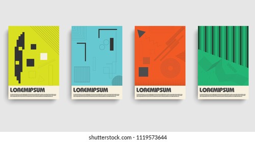 Memphis bauhaus for web promotion design. Sale banner template design. Vector illustration template. Vector abstract design web banner template. Abstract vector layout background set.