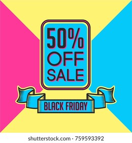 Memphis black friday sign geometric elements. Sale banners in trendy 80s - 90s memphis style. 