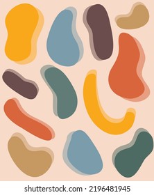 Memphis blob forms, isolated variety of colored liquid shapes. Vector flat cartoon, typography or banners templates, abstract background for text, copy space on icons set
