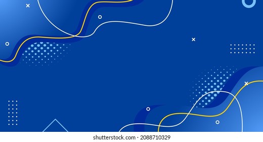 Memphis Blue Background Abstract With Halftone