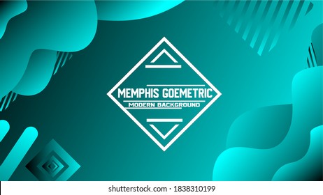 Memphis Blue  Background with Modern Style