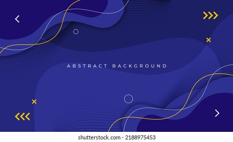 Memphis Blue Background With Wavy And Line Elements