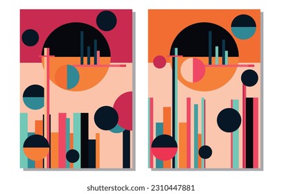 Memphis mutige Illustration. Geometrische Farbverläufe Formen rosafarbener blauer Vektorgrafik SSTKabstrakt 