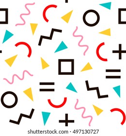 Memphis bright background. Seamless abstract pattern fashion 80-90s. It can be used in printing, website background and fabric design.