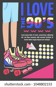 Memphis card with geometric elements and retro illustrations. vector banner in trendy 80s-90s memphis style. cover design, advertising, poster and greeting card. graphic tee and printed tee