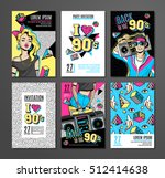 Memphis cards with geometric elements and retro illustrations. Set of vector banners in trendy 80s-90s memphis style. Can be used in cover design, book design, advertising, poster and greeting card.