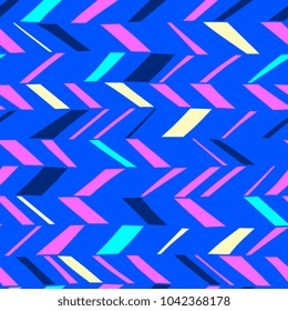 Memphis chevron seamless boho colorful hand drawn illustration vector. Trendy abstract geometric 70s, 80s, and 90s background.