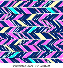 Memphis chevron seamless boho colorful hand drawn illustration vector. Trendy abstract geometric 70s, 80s, and 90s background.