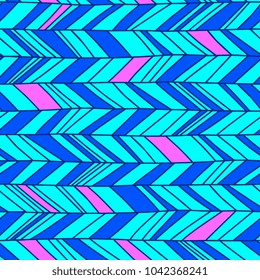 Memphis chevron seamless boho colorful hand drawn illustration vector. Trendy abstract geometric 70s, 80s, and 90s background.