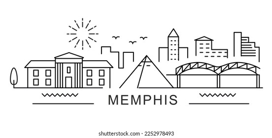 Memphis City Line View. Poster print minimal design.