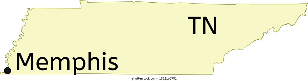 Memphis city location on Tennessee map