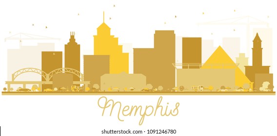 Memphis City Skyline Golden Silhouette. Vector illustration. Simple flat concept for tourism presentation, banner, placard or web site. Business travel concept. Memphis Cityscape with landmarks