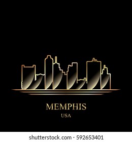 Memphis city skyline silhouette background, vector illustration