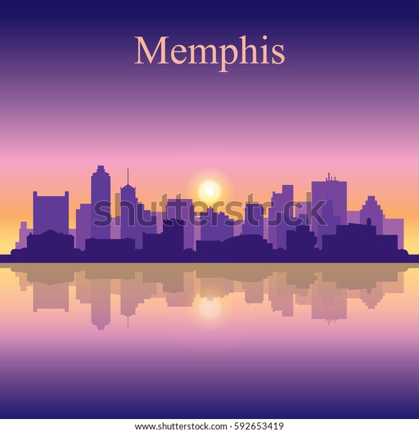 Memphis City Skyline Silhouette Background Vector Stock Vector Royalty