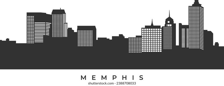 Memphis city skyline silhouette. Tennessee cityscape in united states