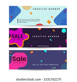 Memphis Colorful banner collection vector