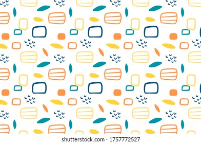 Memphis colorful patterns with geometric, grid, striped and other elements for fashion, wallpapers, wrapping, etc. Background set in trendy style with simple colors.