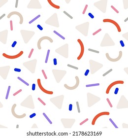 Memphis Confetti Abstract Vector Seamless Pattern