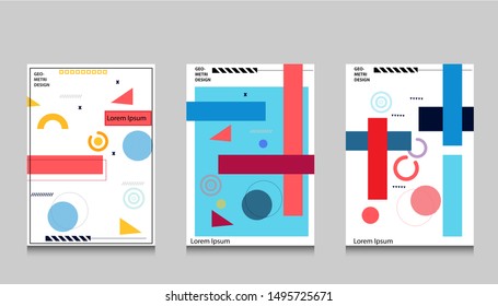Memphis cover design collection set Premium Vector