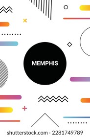 Memphis Cover Design, Retro-Elemente für Web, Vintage, Werbung, Werbebanner, Poster, Flyer, Plakat, Plakat, Verkauf. Trendy, vektorgeometrische Formen.
