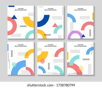 Memphis cover set design vector illustration, geometric background. Applicable for Banners, Placards, Posters, Flyers.