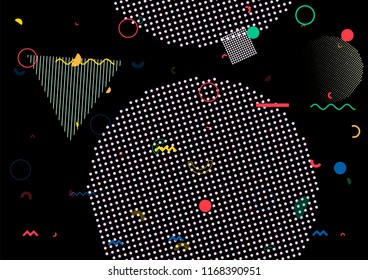 Memphis Cover, Vector Seamless Simple Geometric Design. Trendy Futuristic Texture Business Identity. Fabric Retro Element Design Vintage Memphis Seamless Pattern. Hipster Flyer Background