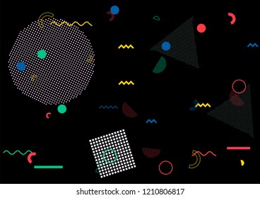 Memphis Cover, Vector Seamless Simple Geometric Design. Bauhaus Elements Poster, Business Background. Fabric Retro Fashion Memphis Seamless Vintage Pattern Design. Abstract Party Background