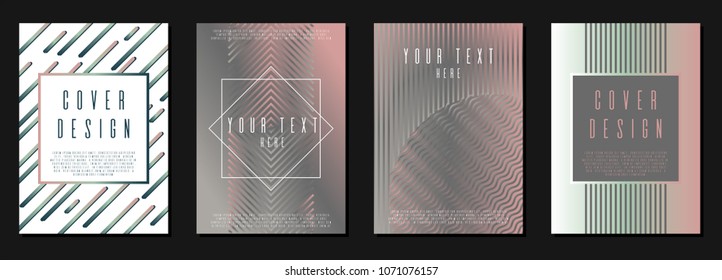 Memphis coverage design for your business. Set of sheets A4.  Can be used for poster, brochure, magazine, card, book, flyer, banner, anniversary
 Trendy corporate style.