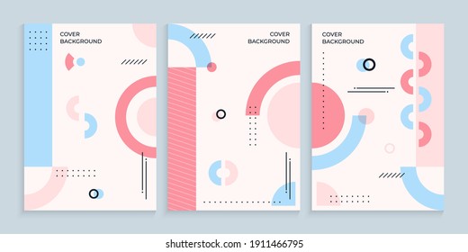 Memphis covers background collection in pastel colors