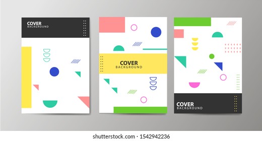 Memphis Covers with minimal design. Cool geometric backgrounds for your design. Applicable for Banners, Placards, Posters, Flyers etc. Eps10 vector