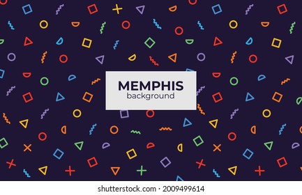 Memphis con fondo oscuro, conjunto de formas geométricas
