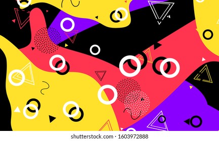 Memphis Decor. Black Cool Texture. Artistic Banner. Red Modern Template. Flow Print. Violet Flyer. Child Elements. Ink Vector Fashion.