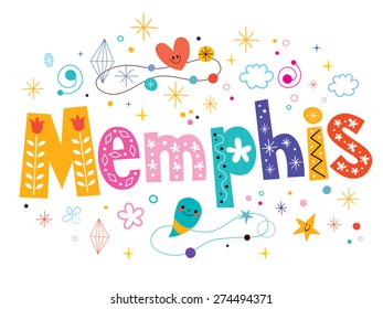 Memphis decorative type lettering text design
