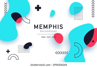 Memphis design backdrop template. Web background for landing page. Background for social media. Vector illustration. EPS 10