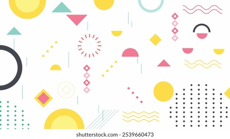 Memphis design background. Abstract memphis background. Geometric elements in memphis background with colorful 