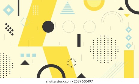 Memphis design background. Abstract memphis background. Geometric elements in memphis background with colorful 