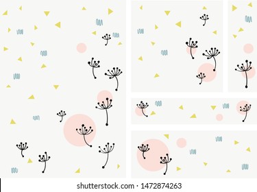 Memphis design background vector template - Dandelion theme