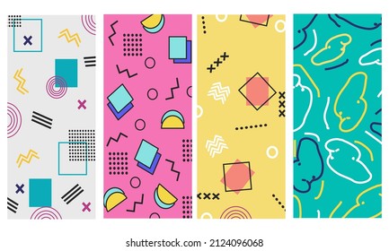 paquete de colección de diseño memphis adecuado para el fondo de los medios sociales