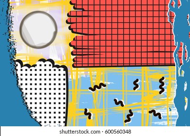 Memphis design colorful texture. Pop art. Artistic background for textile prints, banners, posters, brochure covers, web and cards.