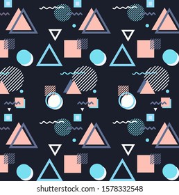 Memphis design elements halftone and geometric shapes patterns trend, design and vintage geometric print illustration element.