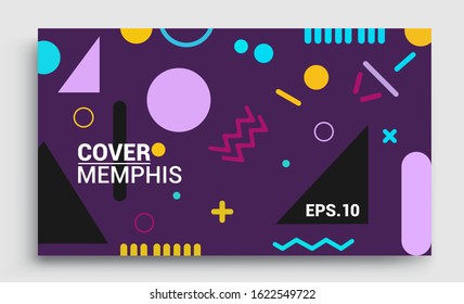 Memphis design elements halftone and geometric shapes pattern trend, design and vintage geometric print illustration element.