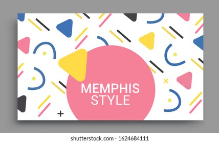 Memphis design elements halftone and geometric shapes pattern trend, design and vintage geometric print illustration element.