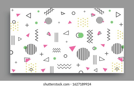 Memphis design elements halftone and geometric shapes patterns trend, design and vintage geometric print illustration element.
