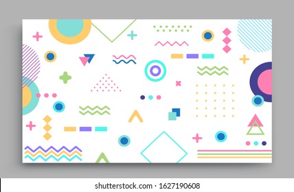 Memphis design elements halftone and geometric shapes patterns trend, design and vintage geometric print illustration element.