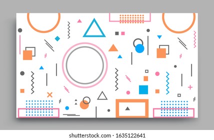 Memphis design elements halftone and geometric shapes patterns trend, design and vintage geometric print illustration element.